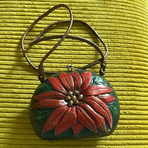 Super Rare Retired Vintage Timmy Woods Poinsettia Bag - Picture 1 of 9